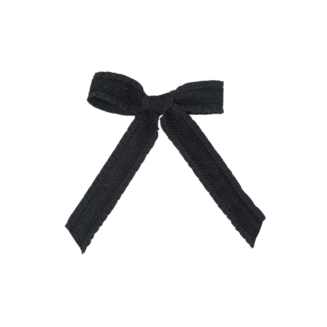 Ruffle Herringbone Medium Bow Clip