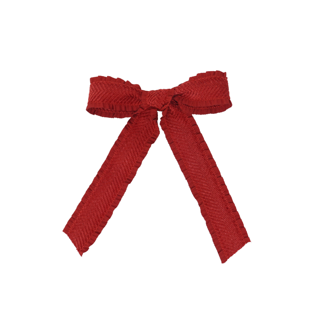 Ruffle Herringbone Medium Bow Clip
