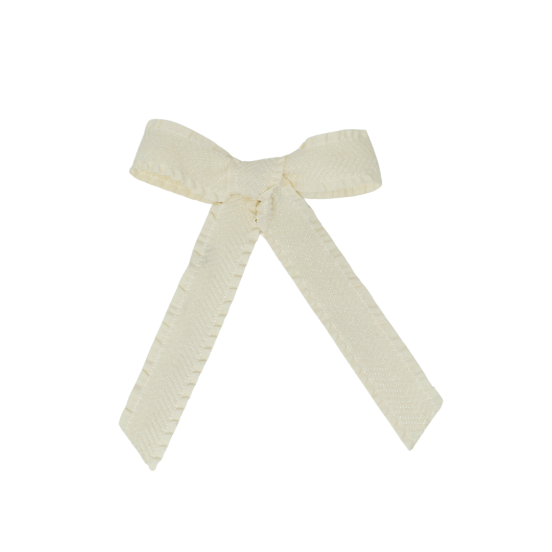 Ruffle Herringbone Medium Bow Clip