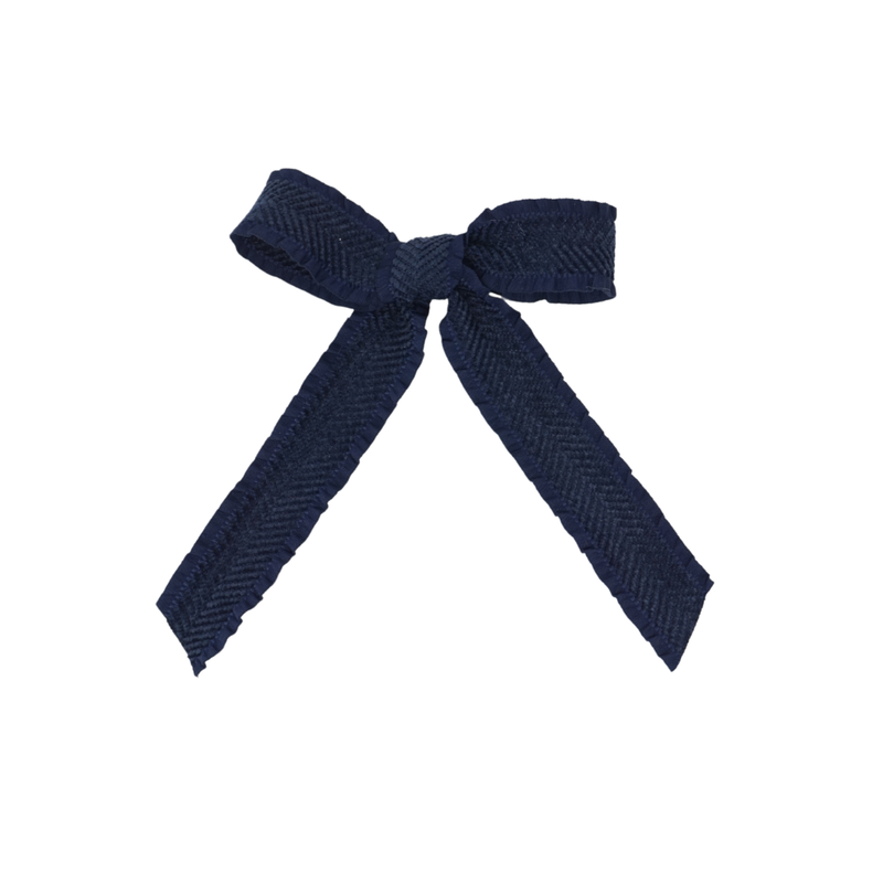 Ruffle Herringbone Medium Bow Clip