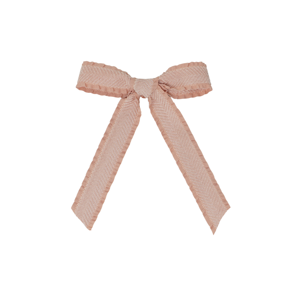 Ruffle Herringbone Medium Bow Clip