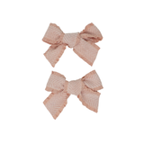 Ruffle Herringbone Mini Bow Clip Set