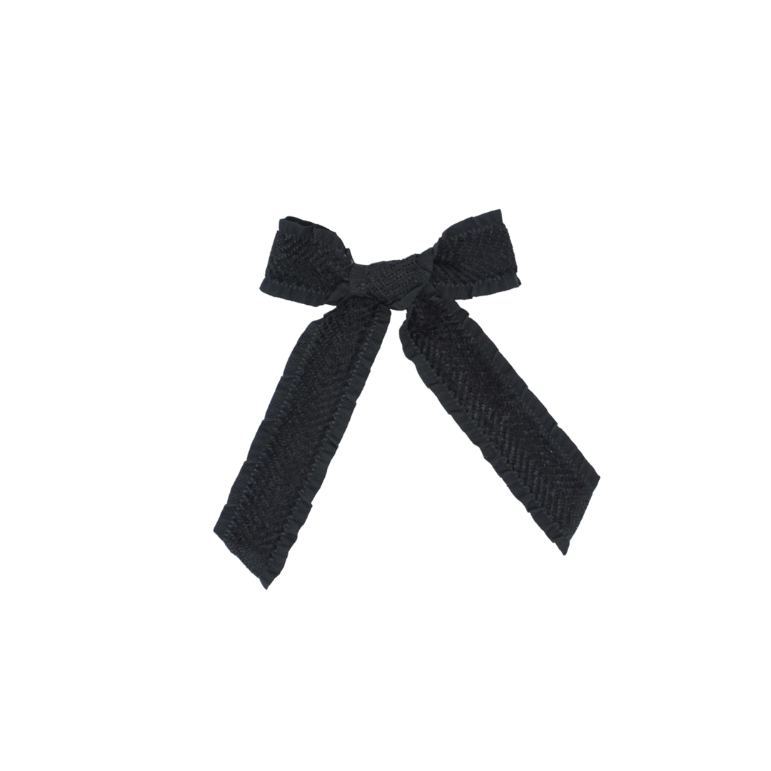 Ruffle Herringbone Small Bow Clip
