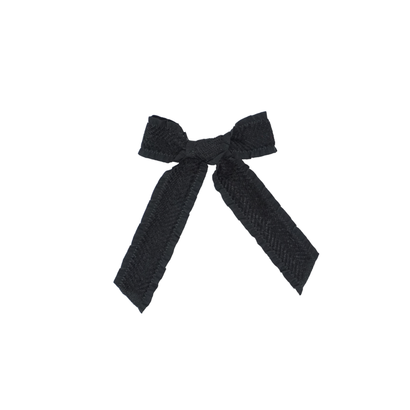Ruffle Herringbone Small Bow Clip