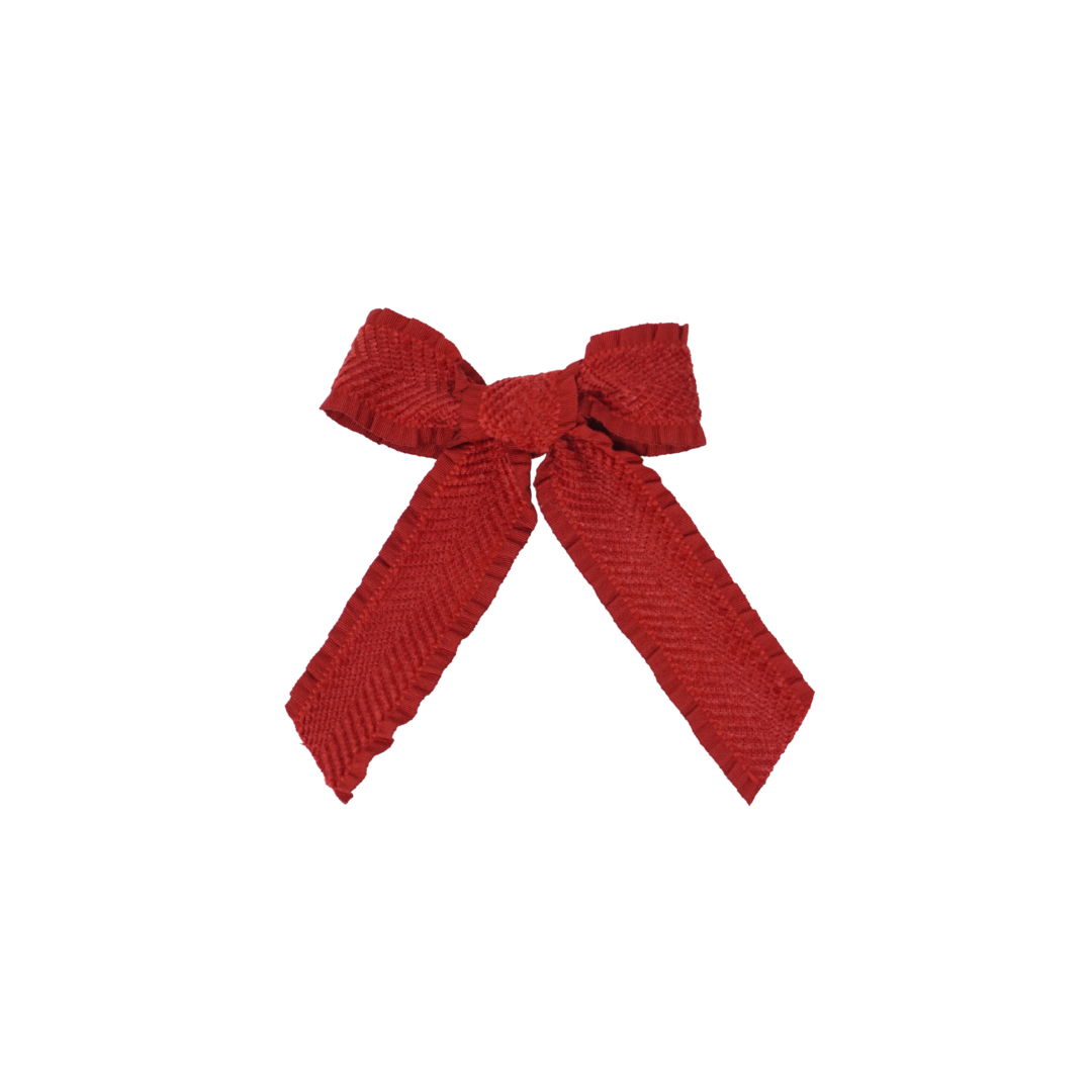 Ruffle Herringbone Small Bow Clip