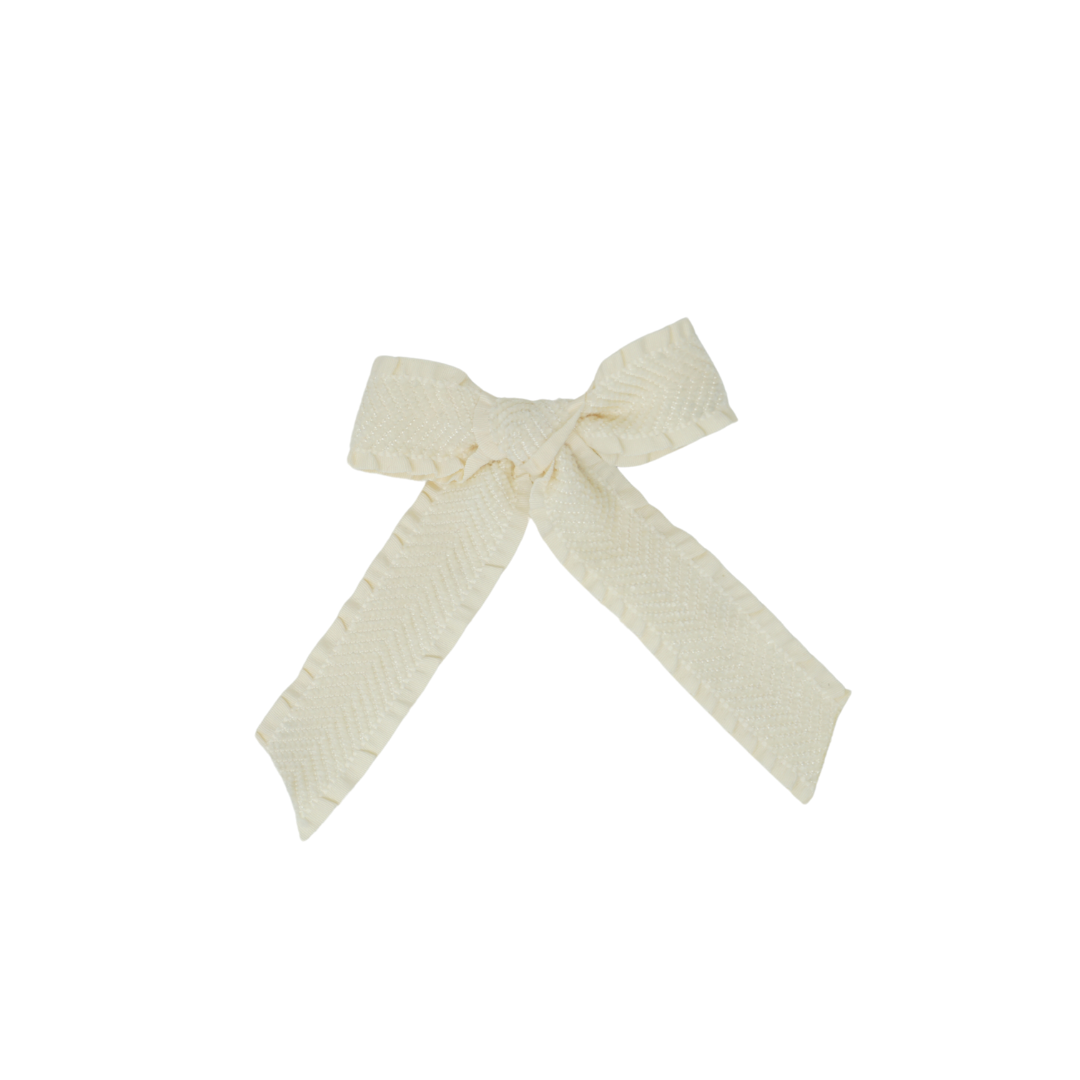 Ruffle Herringbone Small Bow Clip