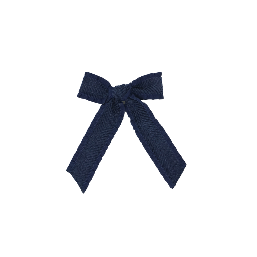Ruffle Herringbone Small Bow Clip