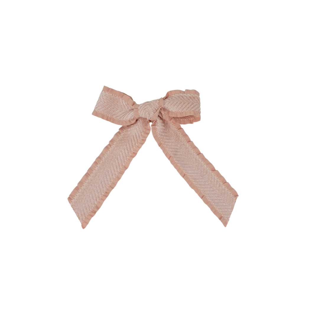 Ruffle Herringbone Small Bow Clip