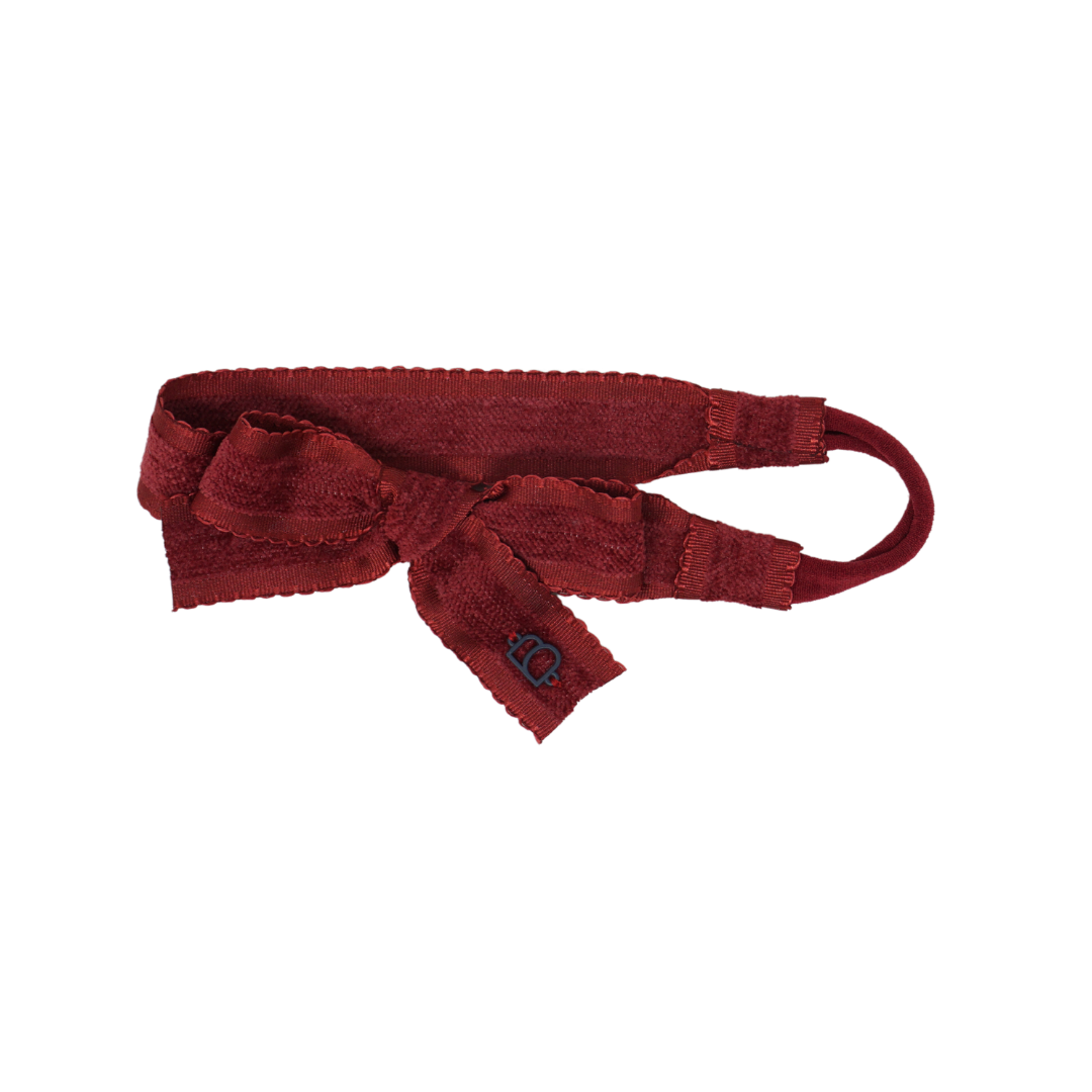 Scallop Grosgrain Velvet Baby Headwrap with Bow