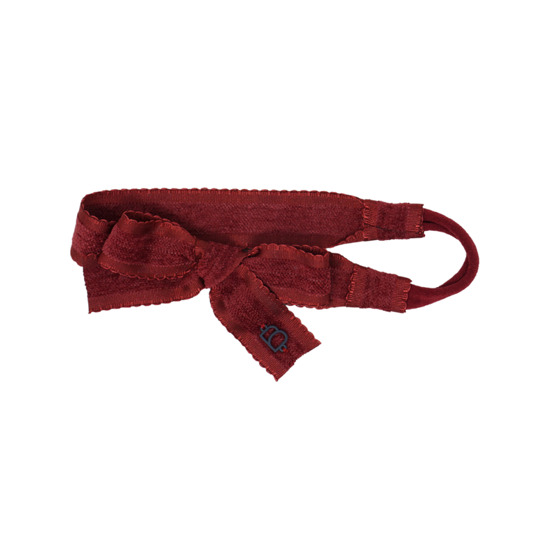 Scallop Grosgrain Velvet Baby Headwrap with Bow