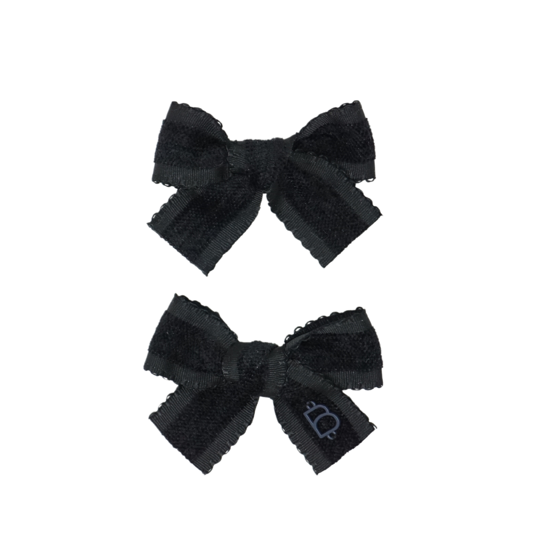 Scallop Grosgrain Velvet Mini Bow Clip Set