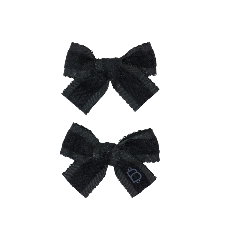 Scallop Grosgrain Velvet Mini Bow Clip Set