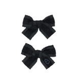 Scallop Grosgrain Velvet Mini Bow Clip Set