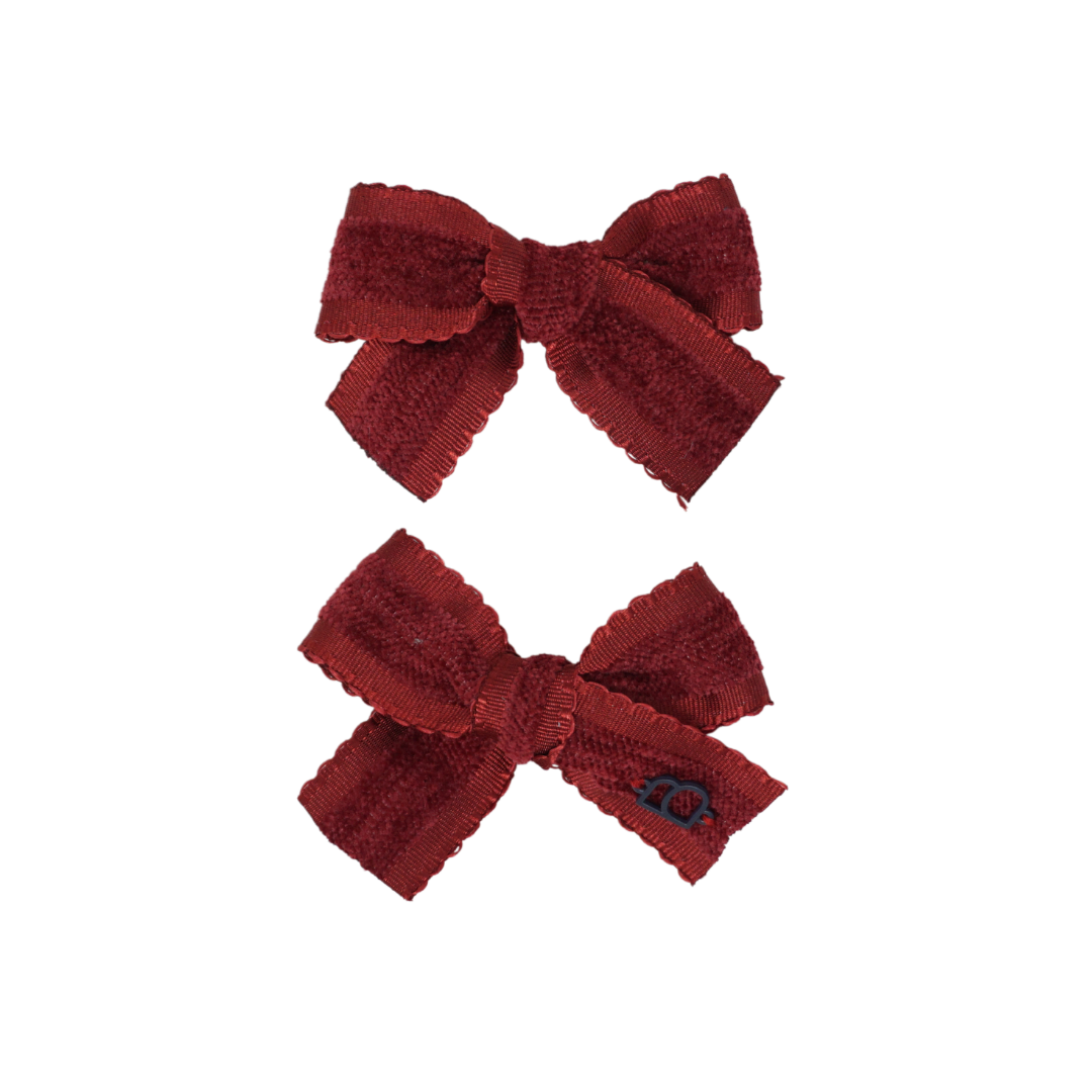 Scallop Grosgrain Velvet Mini Bow Clip Set