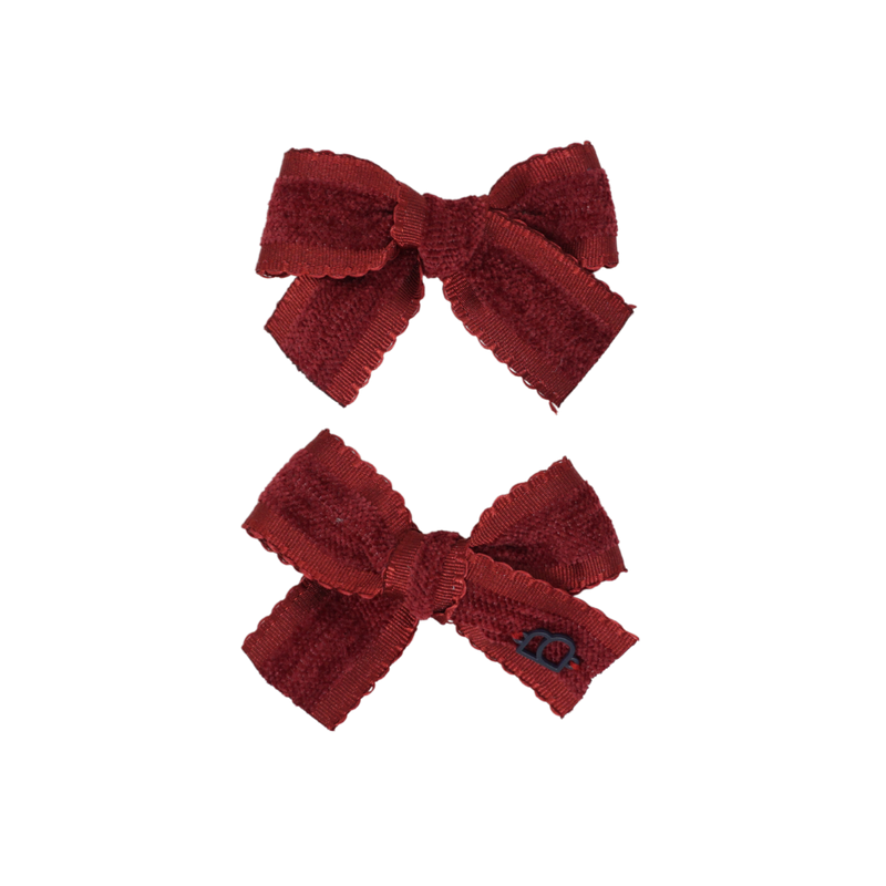 Scallop Grosgrain Velvet Mini Bow Clip Set