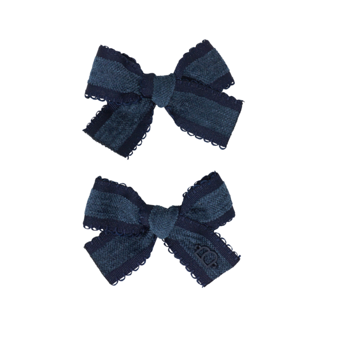 Scallop Grosgrain Velvet Mini Bow Clip Set