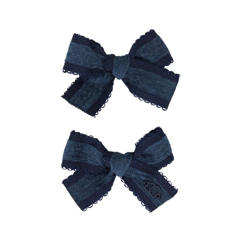 Scallop Grosgrain Velvet Mini Bow Clip Set