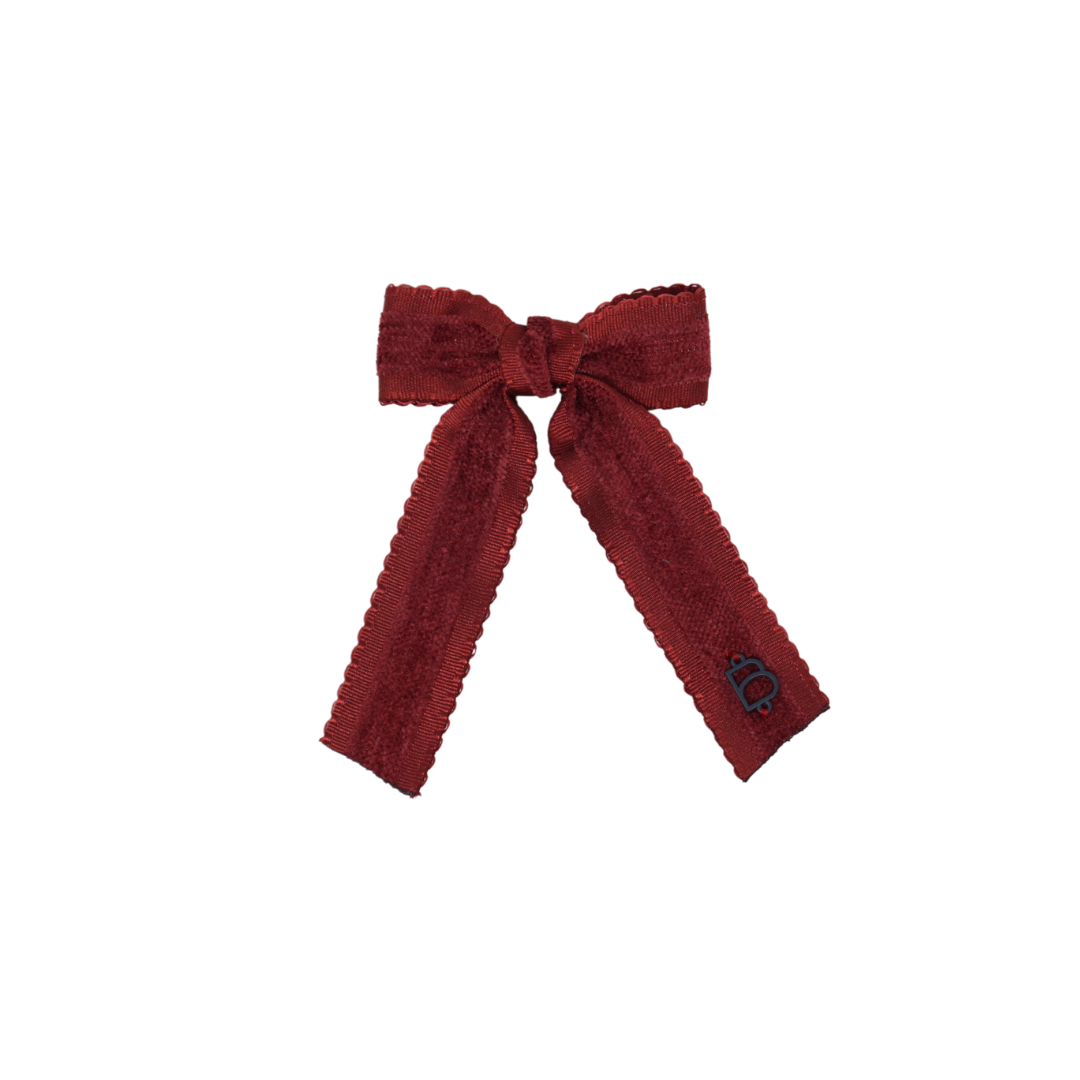 Scallop Grosgrain Velvet Small Bow Clip