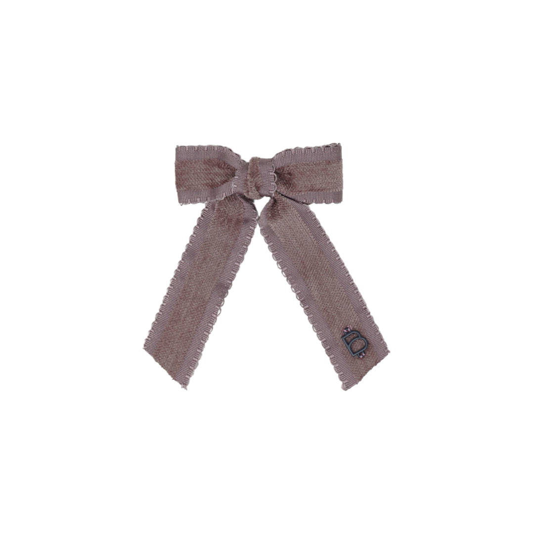 Scallop Grosgrain Velvet Small Bow Clip