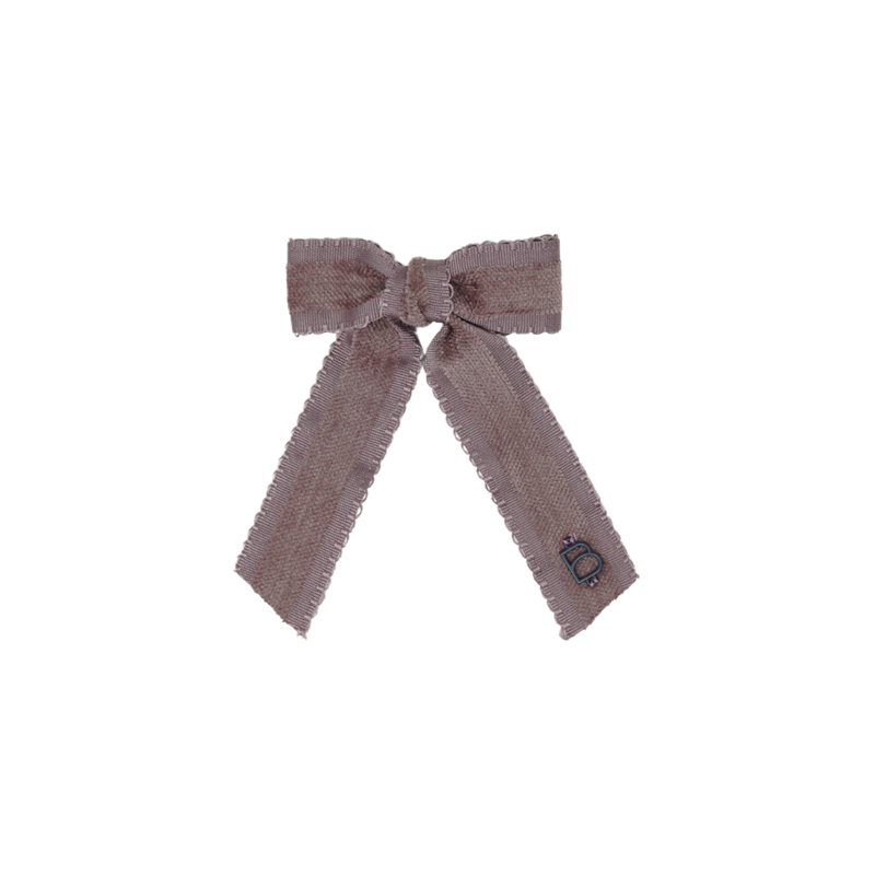 Scallop Grosgrain Velvet Small Bow Clip