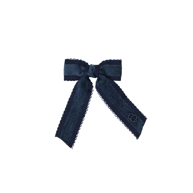 Scallop Grosgrain Velvet Small Bow Clip