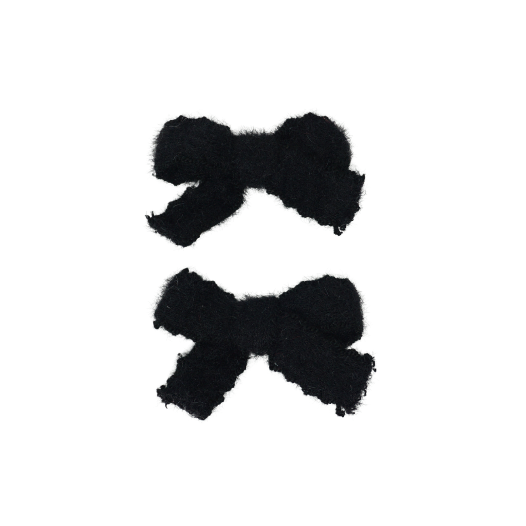 Scallop Mohair Mini Bow Clip Set
