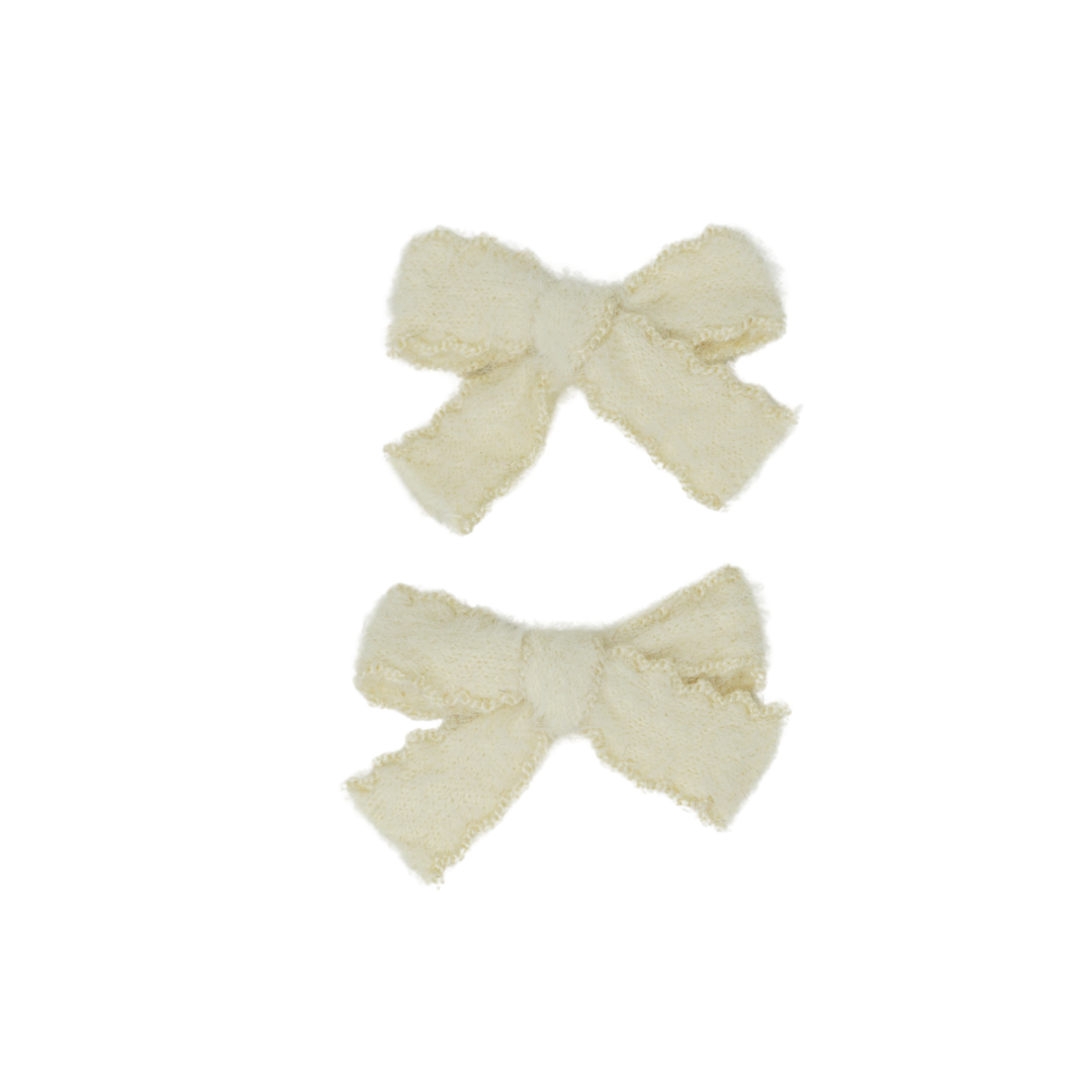 Scallop Mohair Mini Bow Clip Set