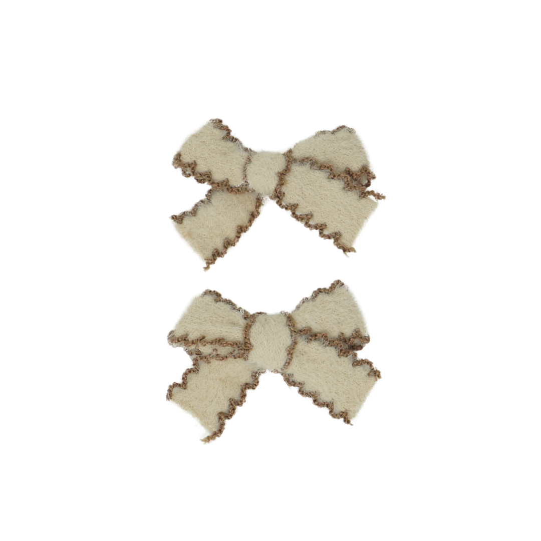 Scallop Mohair Mini Bow Clip Set