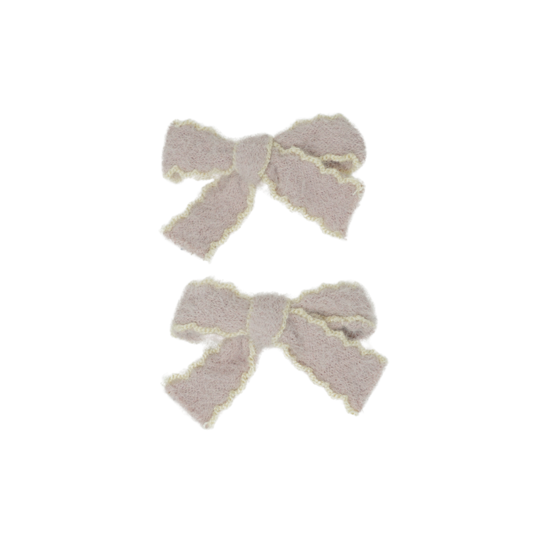 Scallop Mohair Mini Bow Clip Set