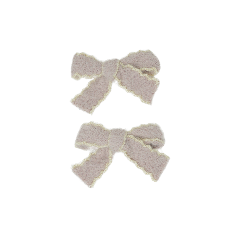 Scallop Mohair Mini Bow Clip Set