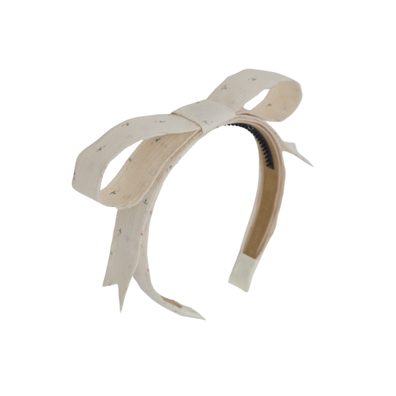 Floral Linen Bow Headband