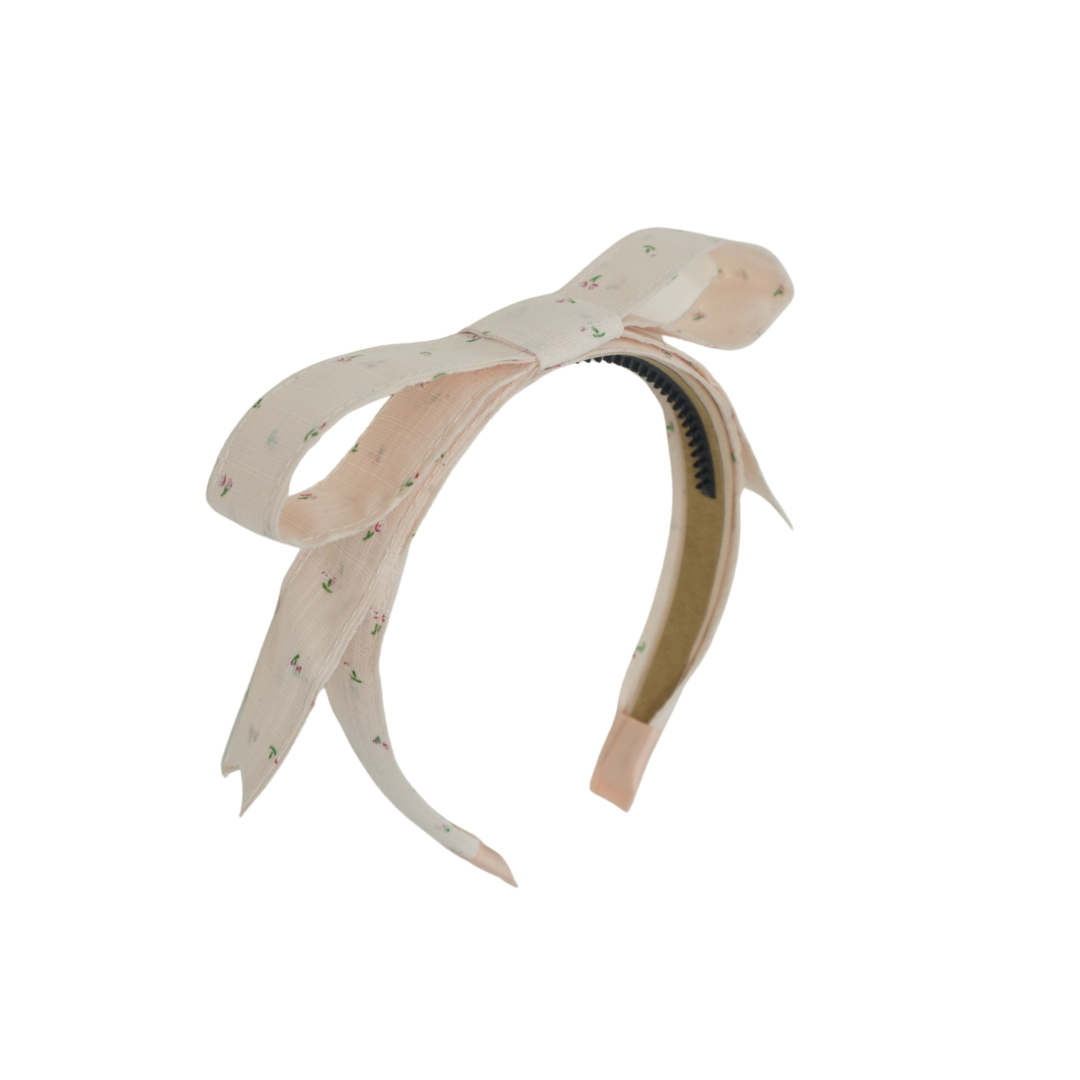 Floral Linen Bow Headband