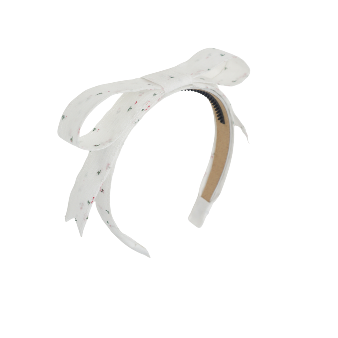 Floral Linen Bow Headband