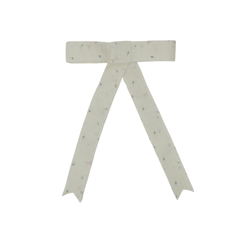 Floral Linen Large Bow Clip