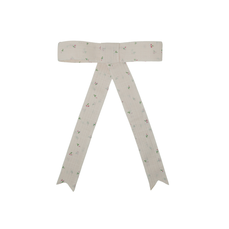 Floral Linen Large Bow Clip