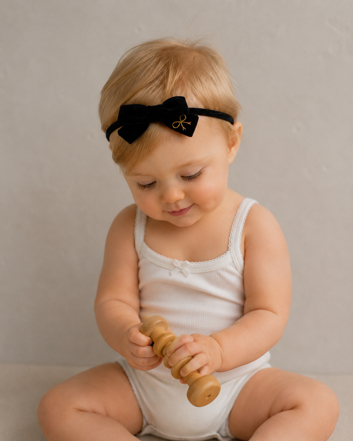 Velvet Gold Embroidered Baby Nylon Band