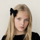 Velvet Gold Embroidered Small Bow Clip