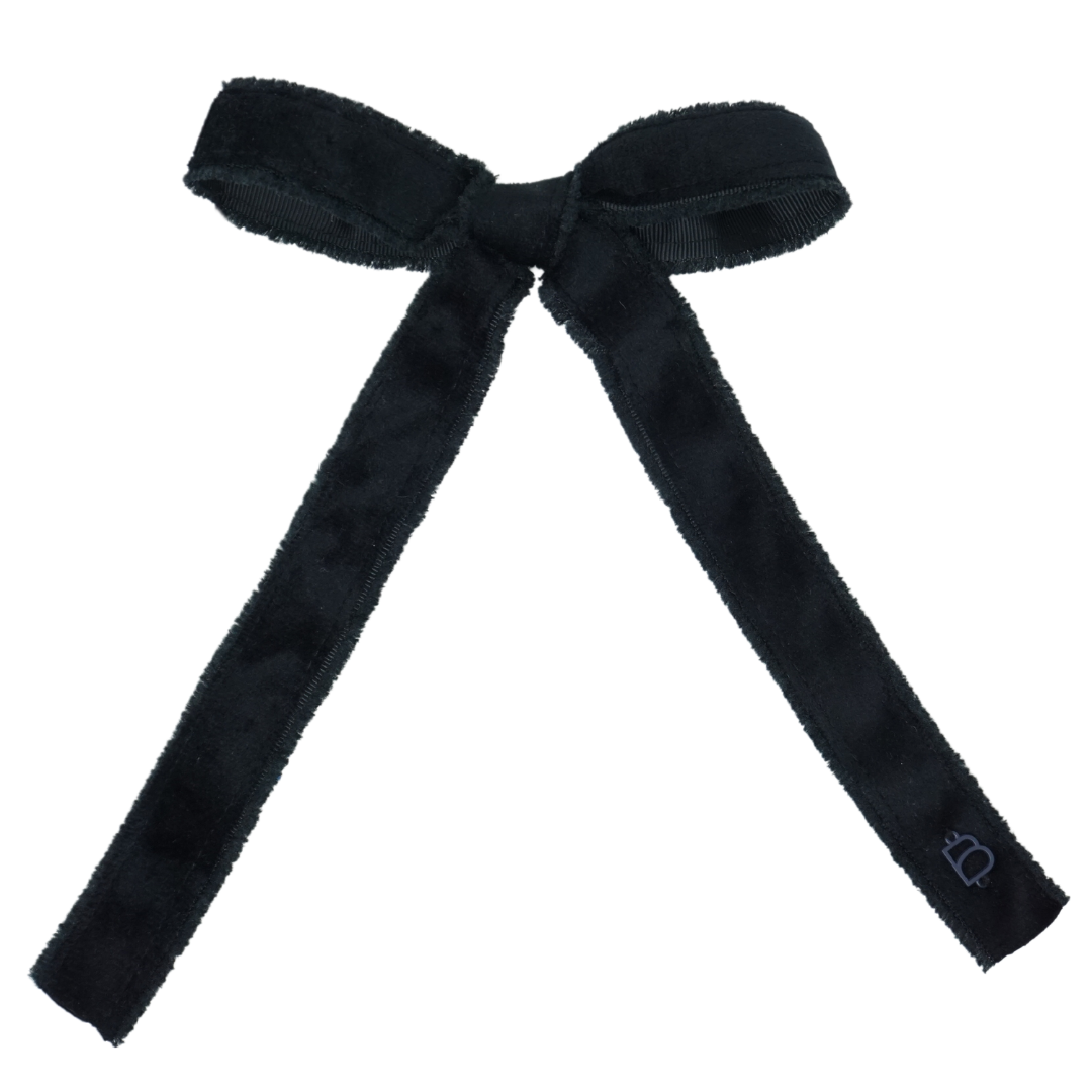 Velvet Frayed Edge Large Bow Clip