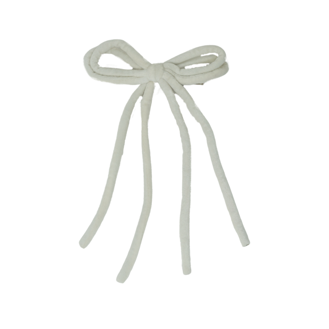 Velvet Rope Large Bow Clip - Winter White