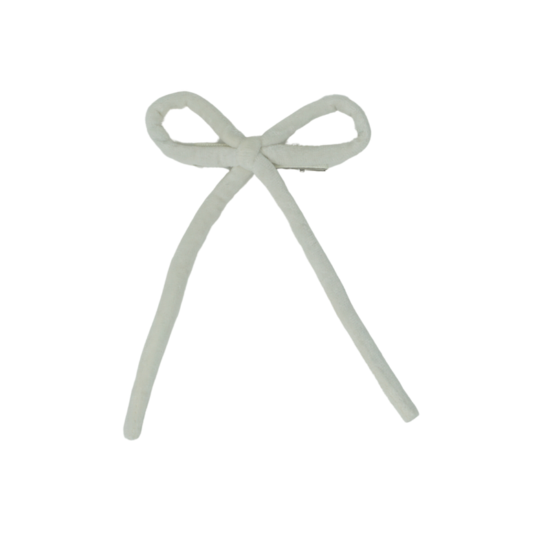 Velvet Rope Medium Bow Clip - Winter White