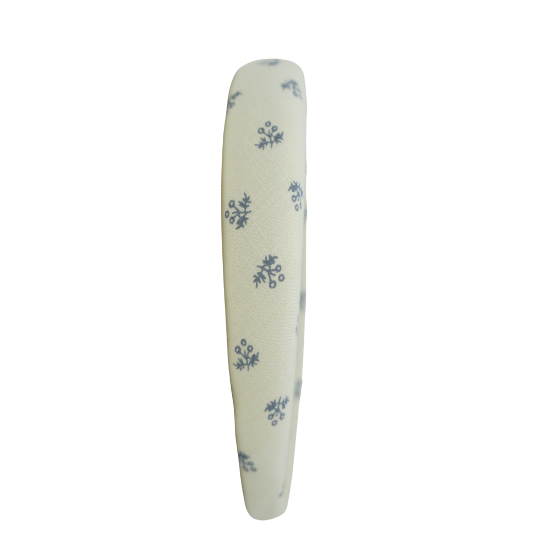 Vintage Ditsy Floral Classic Padded Headband - Cream with Blue