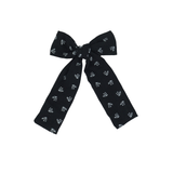 Vintage Ditsy Floral Medium Bow Clip - Black