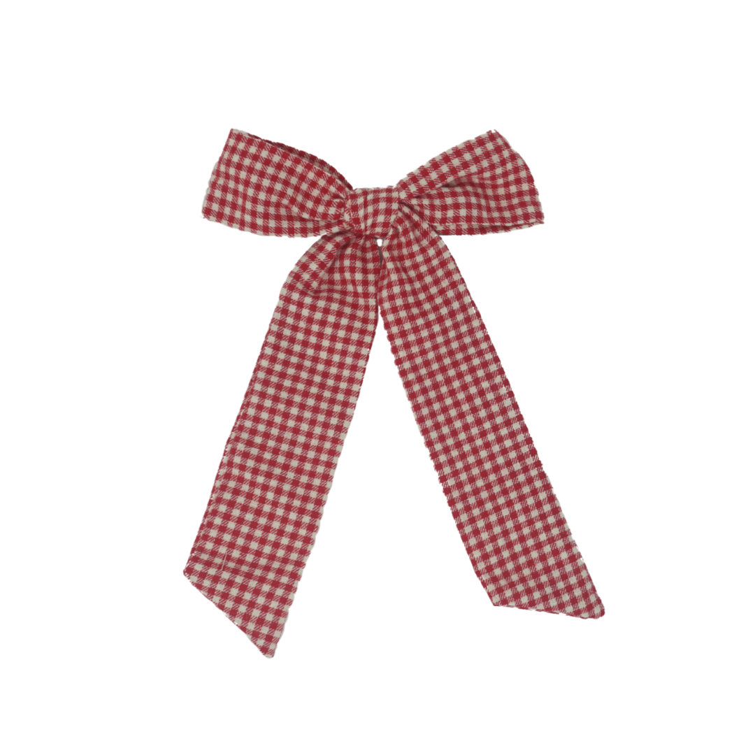 Wooly Gingham Medium Bow Clip