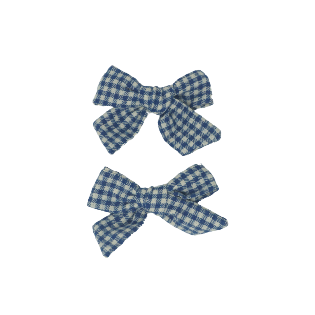 Wooly Gingham Mini Bow Clip Set