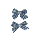 Wooly Gingham Mini Bow Clip Set
