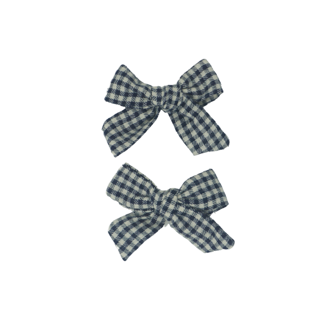 Wooly Gingham Mini Bow Clip Set