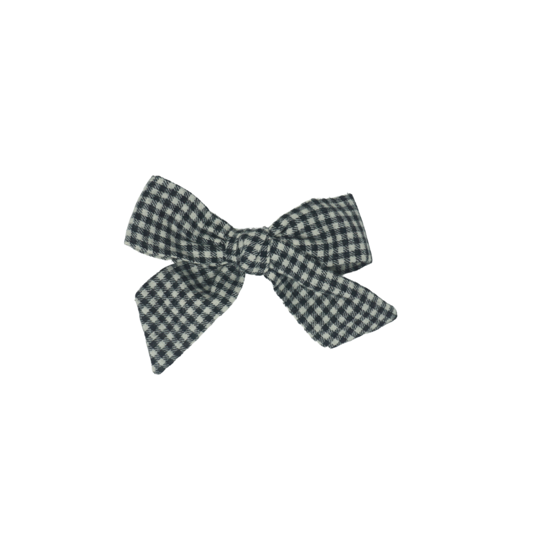 Wooly Gingham Petite Bow Clip