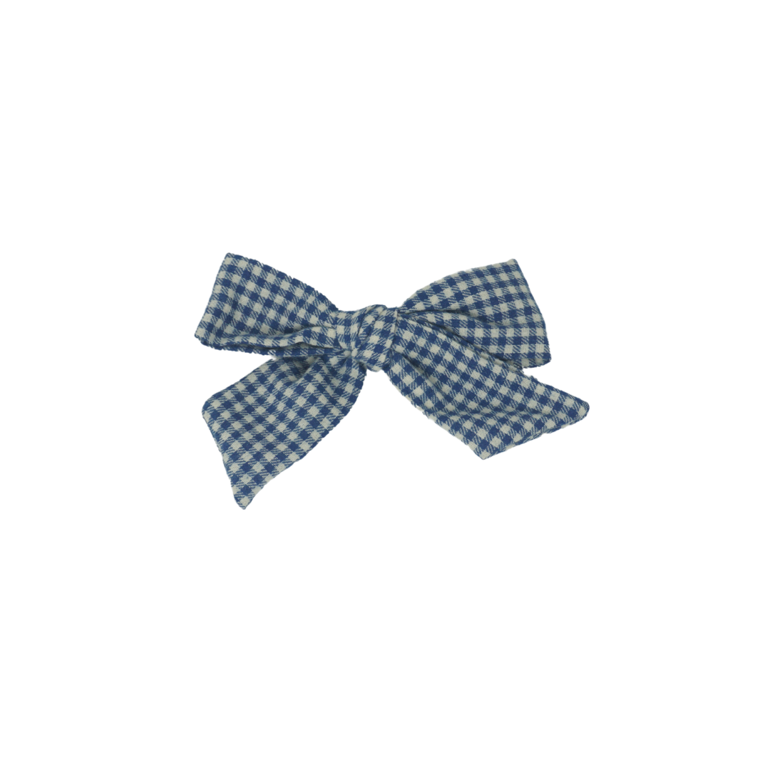 Wooly Gingham Petite Bow Clip