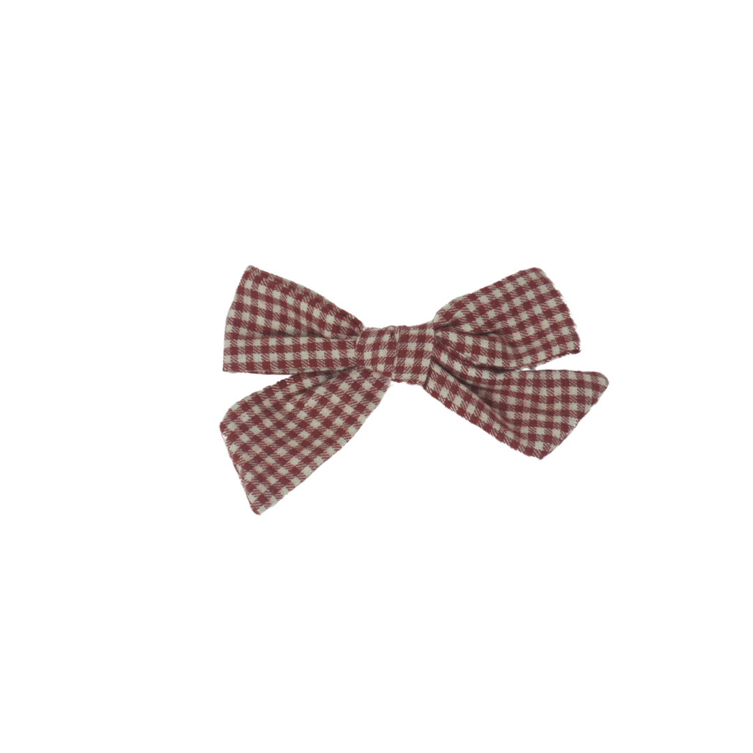 Wooly Gingham Petite Bow Clip