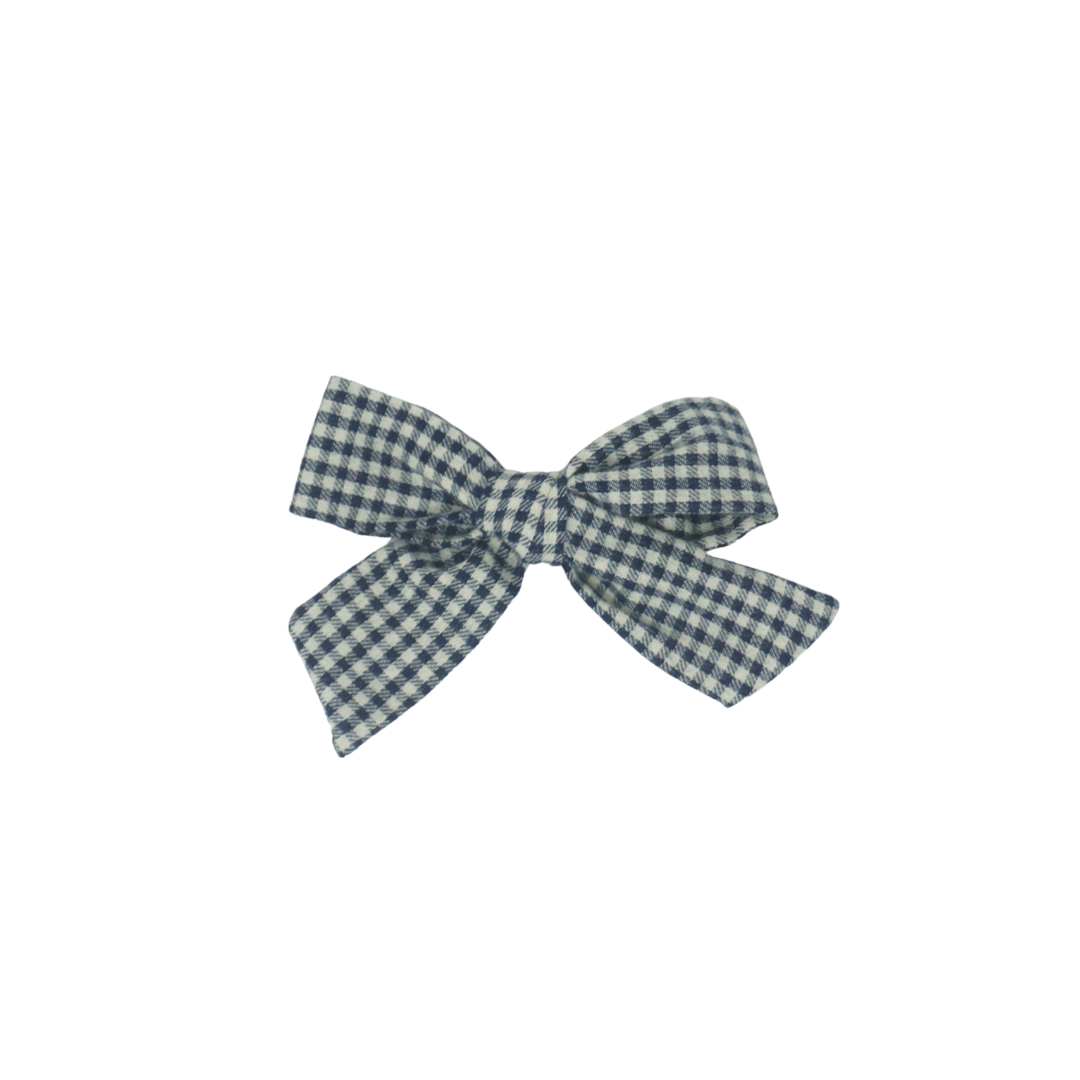 Wooly Gingham Petite Bow Clip